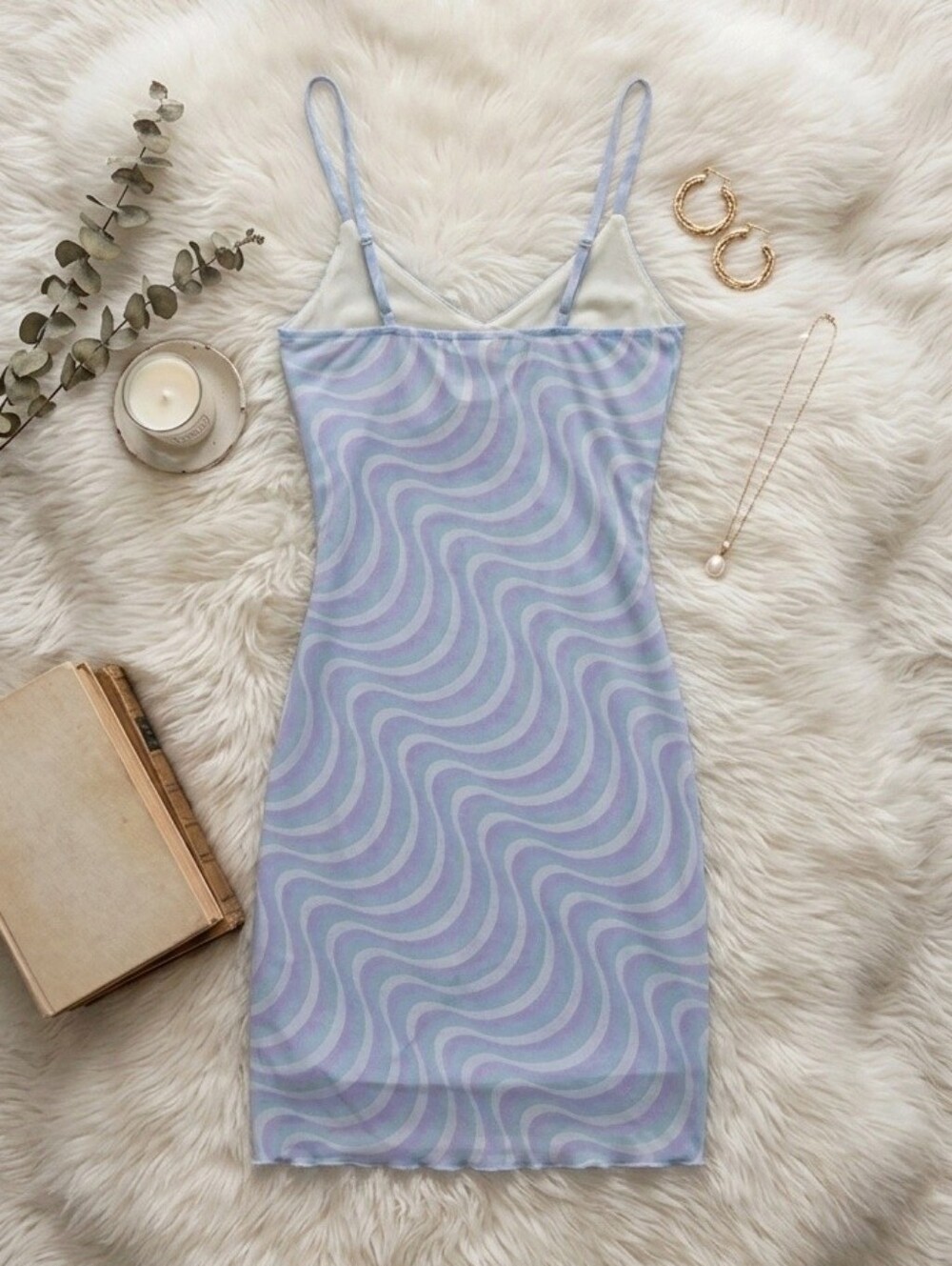 CAUTION TO THE WIND Rare Retro Hippie Psychedelic Swirl Soft Slip Dress - Picture 4 of 8